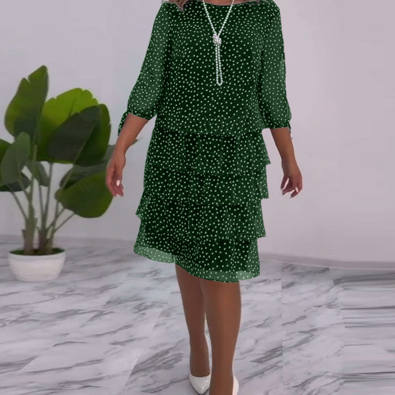 Robe élégante superposée à imprimé pois