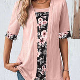 Blouse élégante à empiècements à imprimé floral