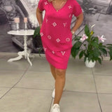 Robe Mode Col En V Manches Courtes
