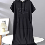 Robe À Capuche Décontractée Cordon
