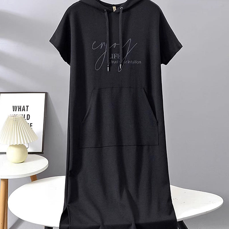 Robe À Capuche Décontractée Cordon