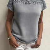 Pull décontracté à manches courtes de couleur unie