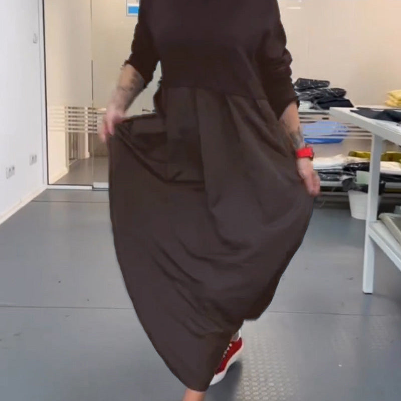 Robe longue décontractée de couleur unie