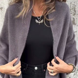 Cardigan décontracté à franges de couleur unie