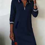 Robe À Manches Longues Avec Zip Et Revers