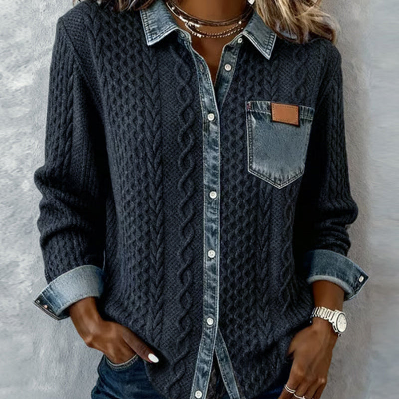 Chemise Manches Longues À Patchwork Jean