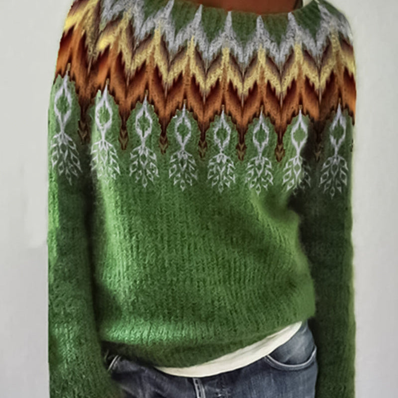 Pull-over col rond bloc de couleur