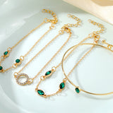 Ensemble de quatre bracelets en strass en forme de losange circulaire