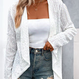 Cardigan élégant creux de couleur unie