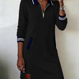 Robe À Manches Longues Avec Zip Et Revers