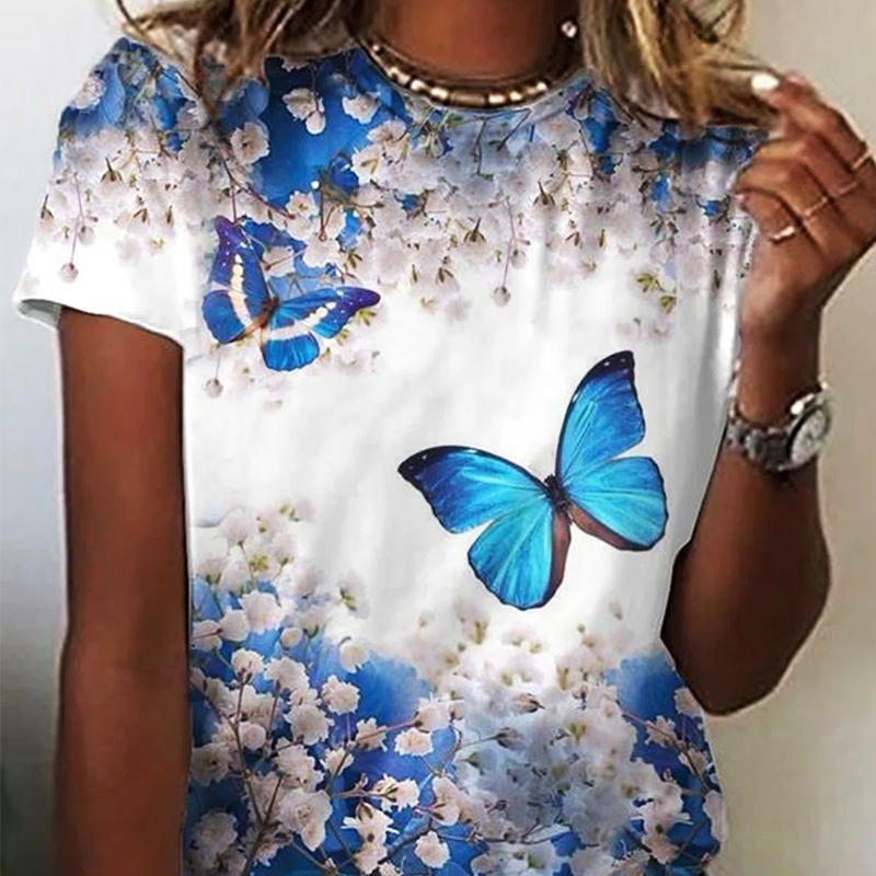 T-shirt imprimé col rond simple