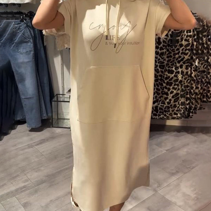 Robe À Capuche Décontractée Cordon