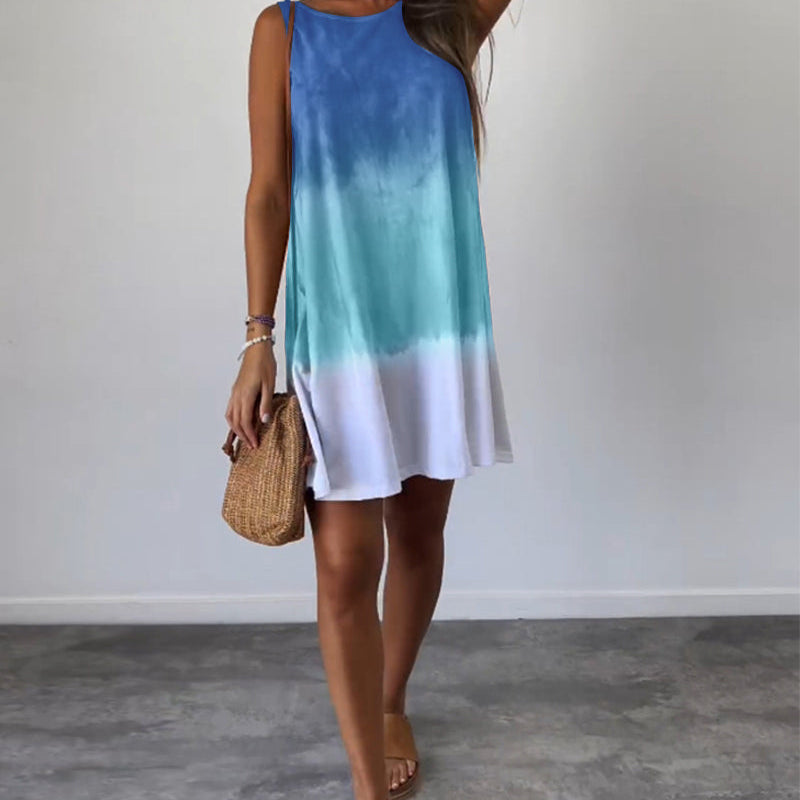 Robe décontractée sans manches bloc de couleur