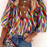 Chemisier à col en V à imprimé coloré tendance