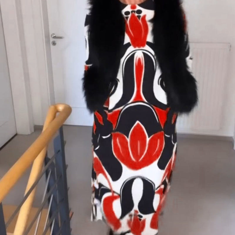 Robe imprimée à col rond