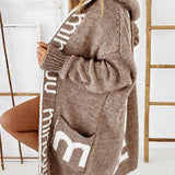 Cardigan long ample à imprimé lettres
