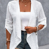 Cardigan élégant creux de couleur unie
