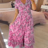 Robe col V à imprimé fleuri