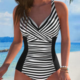 Maillot De Bain Une Pièce Rayé Color-Block