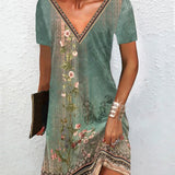 Robe à imprimé floral et manches courtes