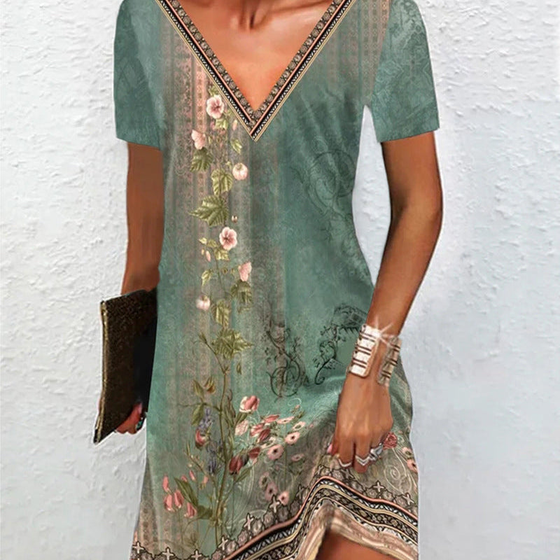 Robe à imprimé floral et manches courtes