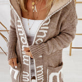 Cardigan long ample à imprimé lettres