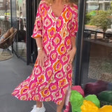 Robe à imprimé mode avec demi-manche