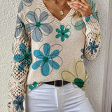 Pull À Col En V Avec Motif Ajouré