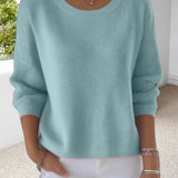 Pull Uni Col Rond Épaule Tombante