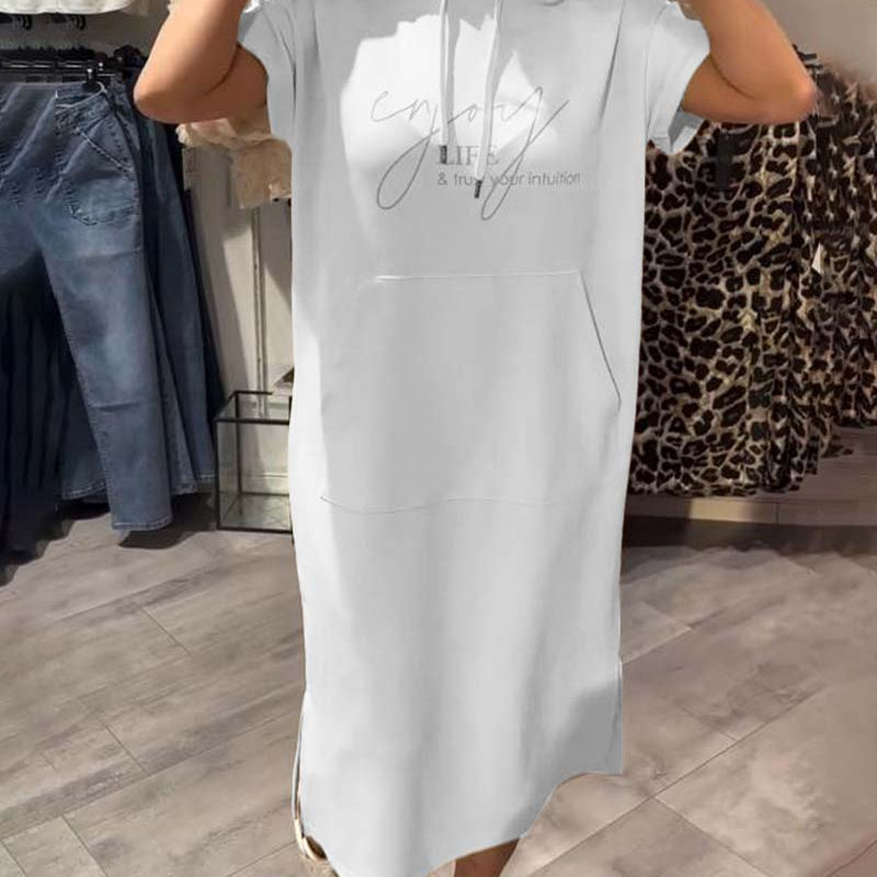 Robe À Capuche Décontractée Cordon
