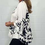 Blouse imprimée à manches cloche et boutons