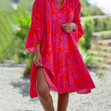 Robe à manches 3/4 à imprimé géométrique Boho