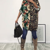 Chemise patchwork imprimé léopard à revers