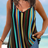 Tanktop Avec Un Motif Retro Rayé Sans Manches