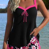 Tankini Col En V Imprimé Boxer De Sport