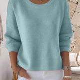 Pull Uni Col Rond Épaule Tombante