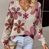 Pull À Col En V Avec Motif Ajouré