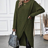Robe pull de couleur unie à ourlet irrégulier
