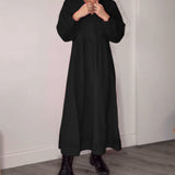 Robe élégante à col en V et manches longues