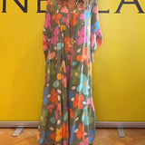 Robe décontractée à manches cloche et imprimé floral coloré