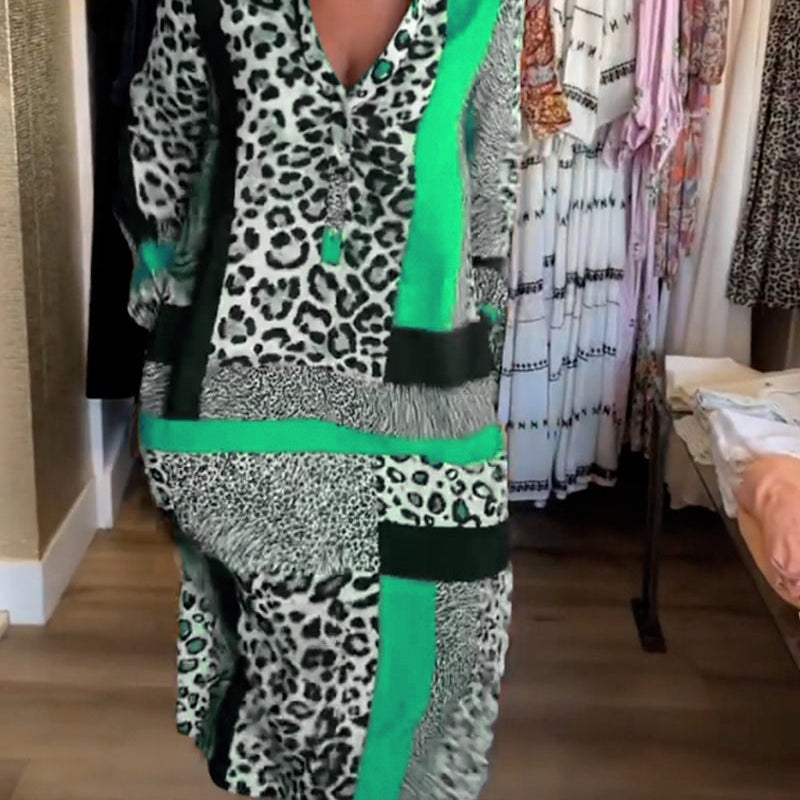 Robe imprimé géométrique léopard