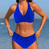 Bikini dos nu imprimé patchwork léopard