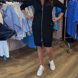 Robe Col Unie Fermeture Éclair Manches Longues