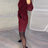 Robe à imprimé losange et manches longues