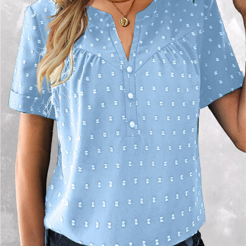 T-shirt avec col en V et bouton