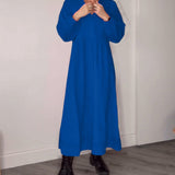 Robe élégante à col en V et manches longues