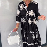 Robe à imprimé floral et manches 3/4