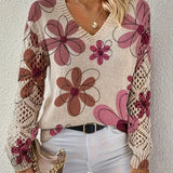 Pull À Col En V Avec Motif Ajouré