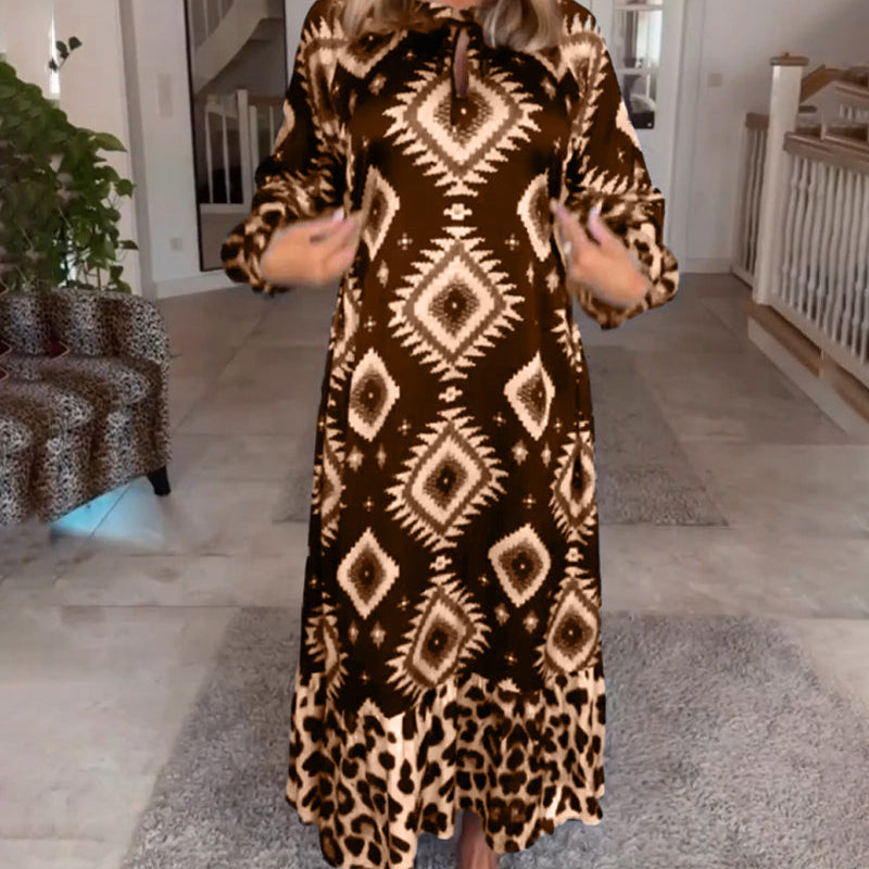 Robe à imprimé géométrique à manches longues
