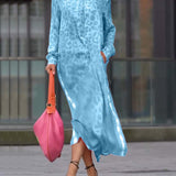Robe Manches Longues Imprimé Léopard Fente